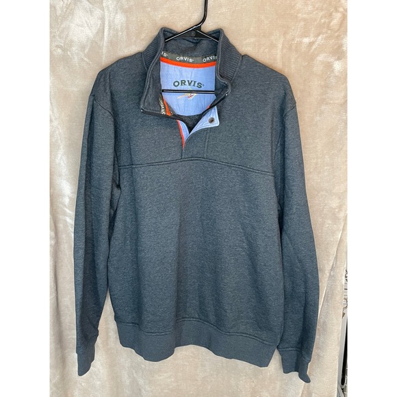 Orvis Other - Orvis Quarter Snap‎ Pullover Sweater Mens Medium M Gray Mock Neck Casual